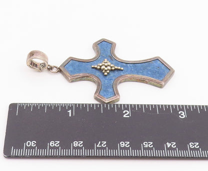 925 Sterling Silver Vintage Pendant WHITNEY KELLY Sodalite Holy Cross  PT26373