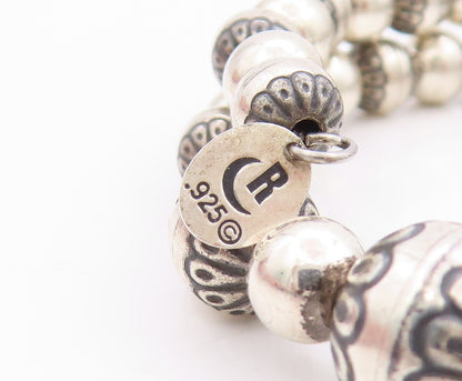 925 Sterling Silver Vintage Bracelet CAROLYN POLLACK Floral Coil Wrap  BT11368