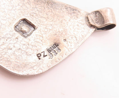 925 Sterling Silver Vintage Pendant Dark Tone Flower & Design Etched  PT23743