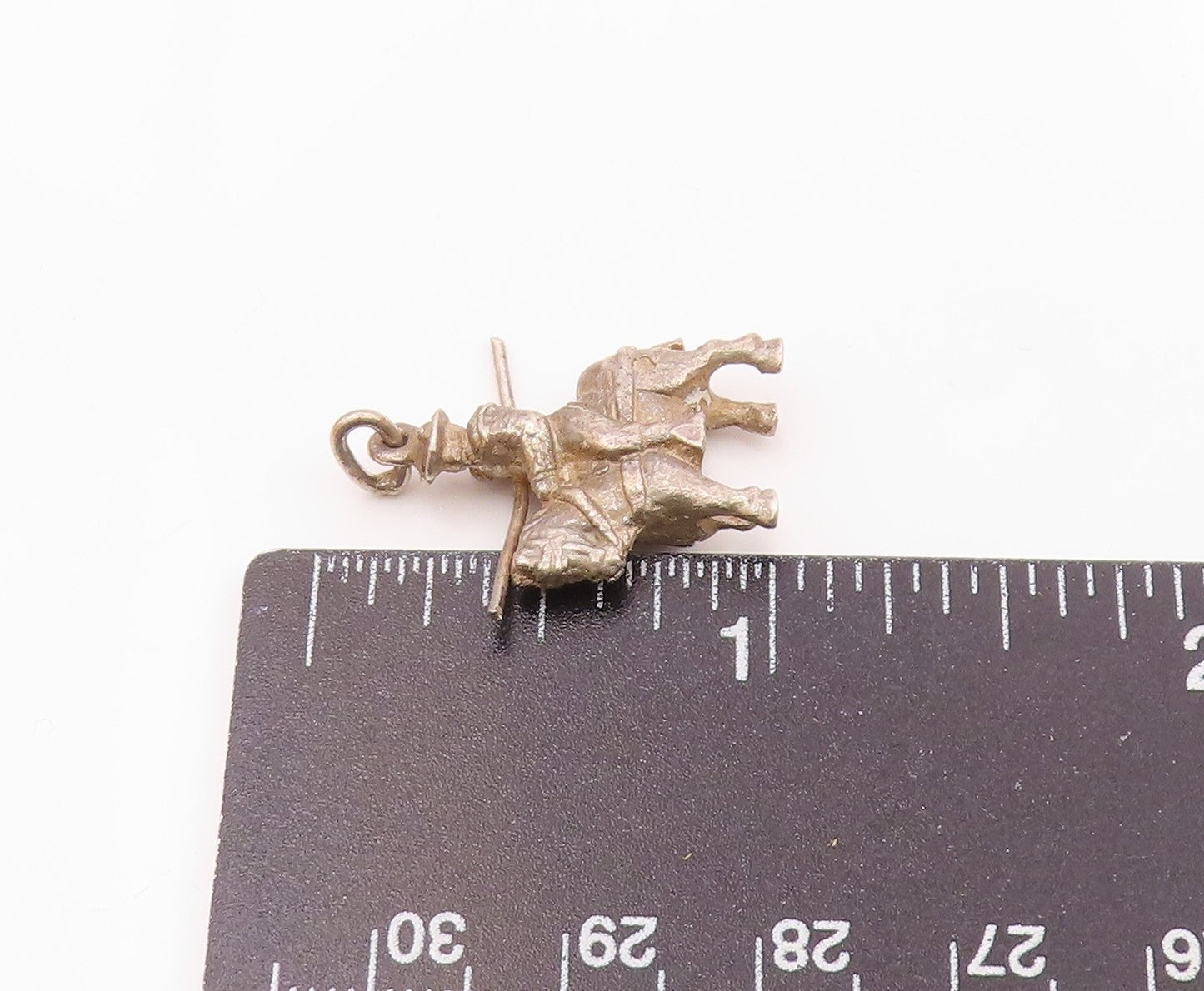 925 Sterling Silver  Vintage Petite Knight On Horse Motif Pendant  PT17308