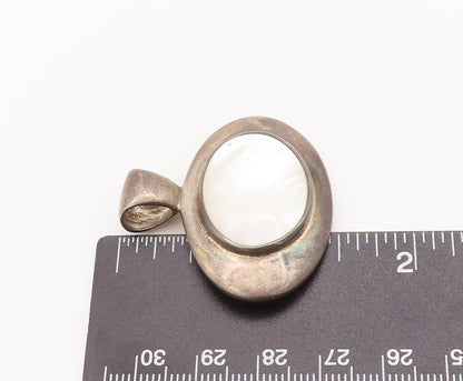 925 Sterling Silver Vintage Pendant ESPO SIG Solid Oval Mother Of Pearls PT23005