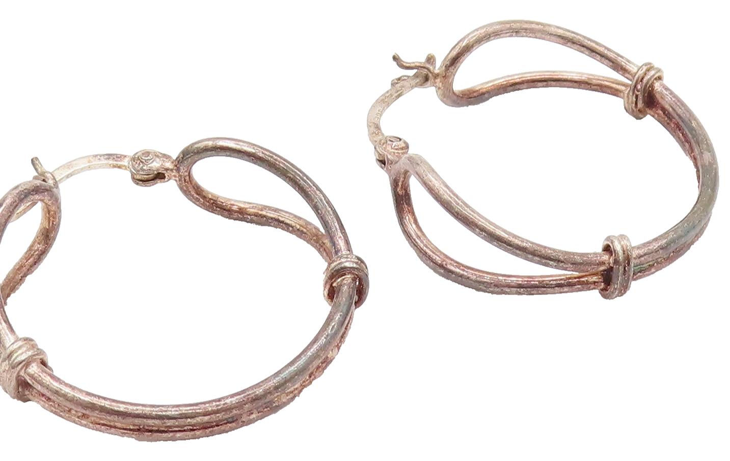 925 Sterling Silver  Vintage Tied Open Loop Fashion Hoop Earrings  EG12313
