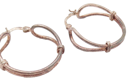 925 Sterling Silver  Vintage Tied Open Loop Fashion Hoop Earrings  EG12313