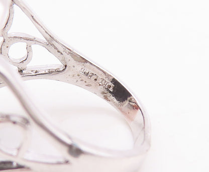925 Sterling Silver Vintage Ring Rectangle Onyx Carved Neck  Sz 6  RG29540