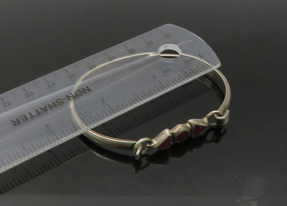 MEXICO 925 Sterling Silver  Vintage Red Jasper Hook Bangle Bracelet  BT8695