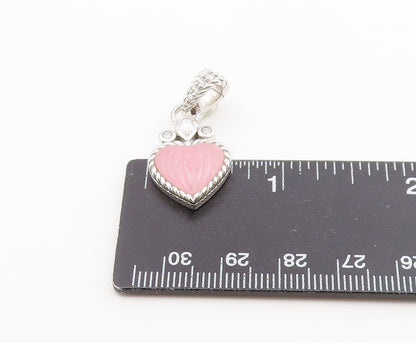 925 Sterling Silver Vintage Pendant JUDITH RIPKA Rose Quartz Love Heart  PT26550