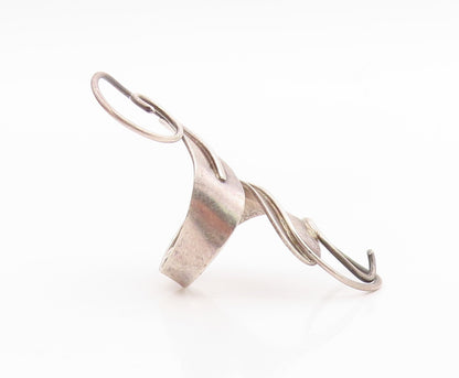 925 Sterling Silver Vintage Ring Modernist Spiral Leaf Bypass Band Sz 9 RG35324