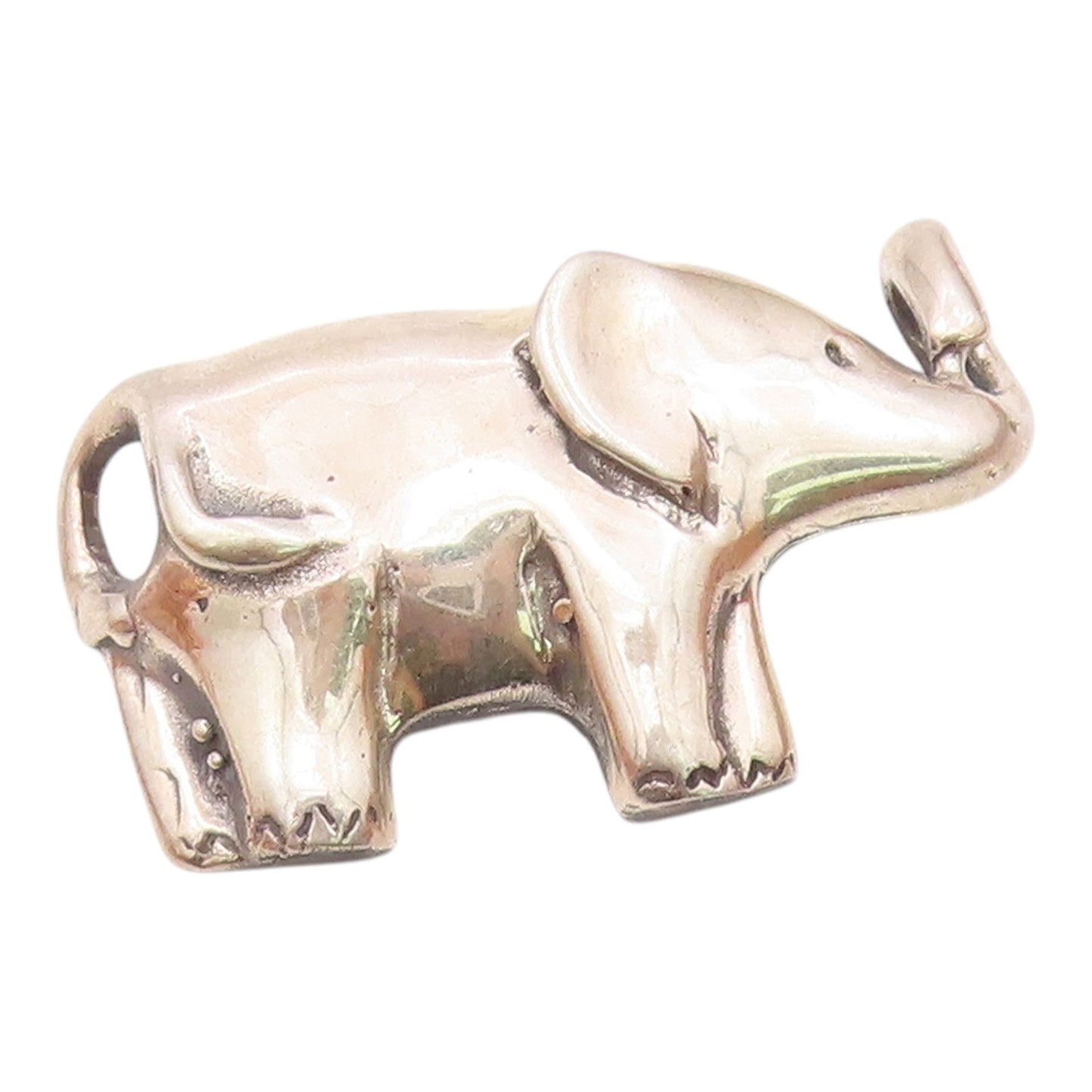MEXICO 925 Sterling Silver  Vintage Shiny Elephant Motif Pendant  PT15293