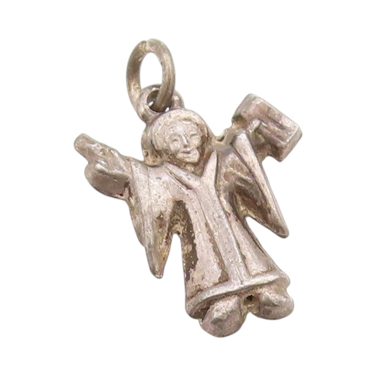 925 Sterling Silver Vintage Pendant Celestial Guardian Angel Charm  PT24811