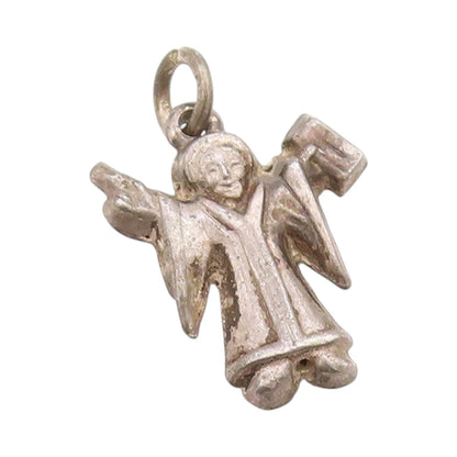 925 Sterling Silver Vintage Pendant Celestial Guardian Angel Charm  PT24811