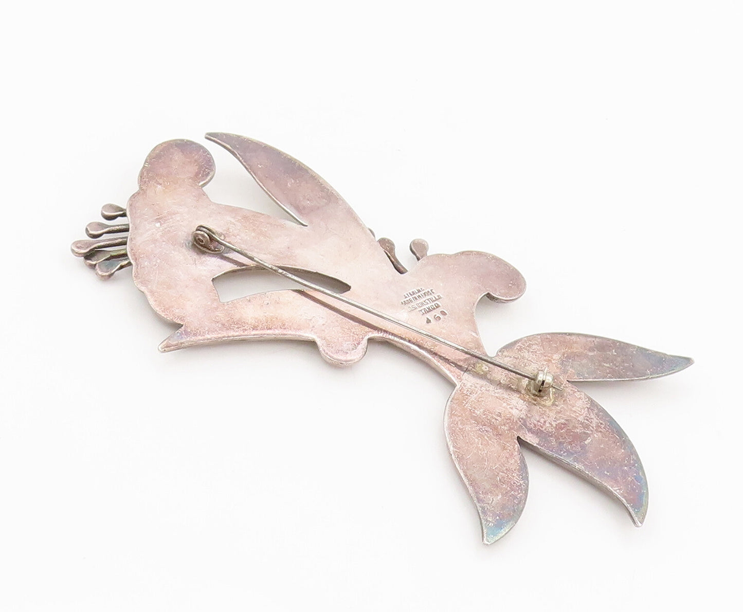 LOS CASTILLO TAXCO 925 Silver  Vintage Antique Large Floral Brooch Pin BP10317