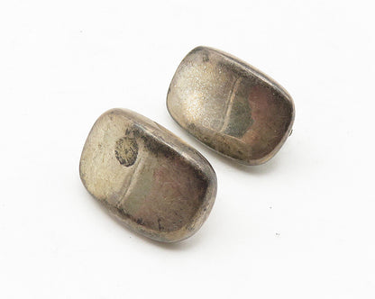 925 Sterling Silver  Vintage Dark Tone Smooth Non Pierce Earrings  EG5693