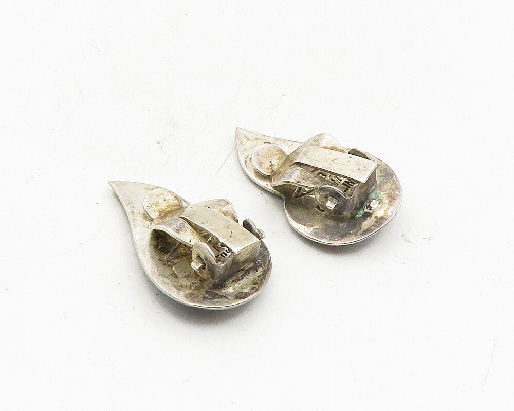 SIAM 925 Silver  Vintage Enamel Niello Dancer Non Pierce Earrings  EG5341