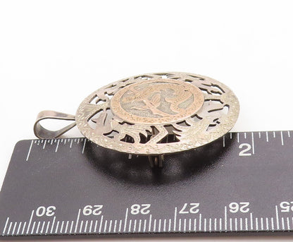 18k Gold 925 Sterling Silver Vintage Brooch Pin Peacock Design Cutout  BP11358
