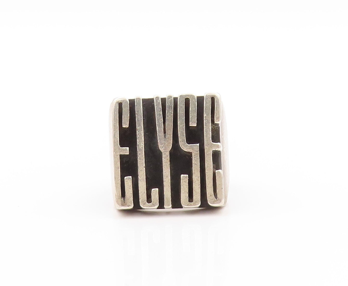 925 Sterling Silver Vintage Ring Chunky 3D ELYSE Carved  Sz 7  RG32957