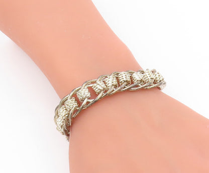 925 Sterling Silver Vintage Bracelet Bold Interlocking Woven Braid Link  BT11922