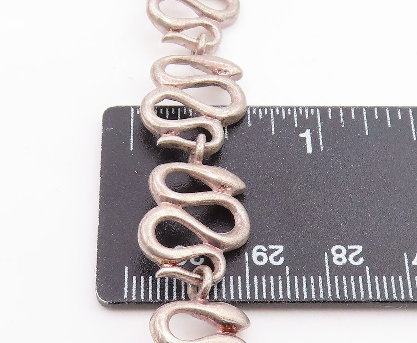 925 Sterling Silver Vintage Bracelet Minimalist Wavy Snake Link Chain  BT12060