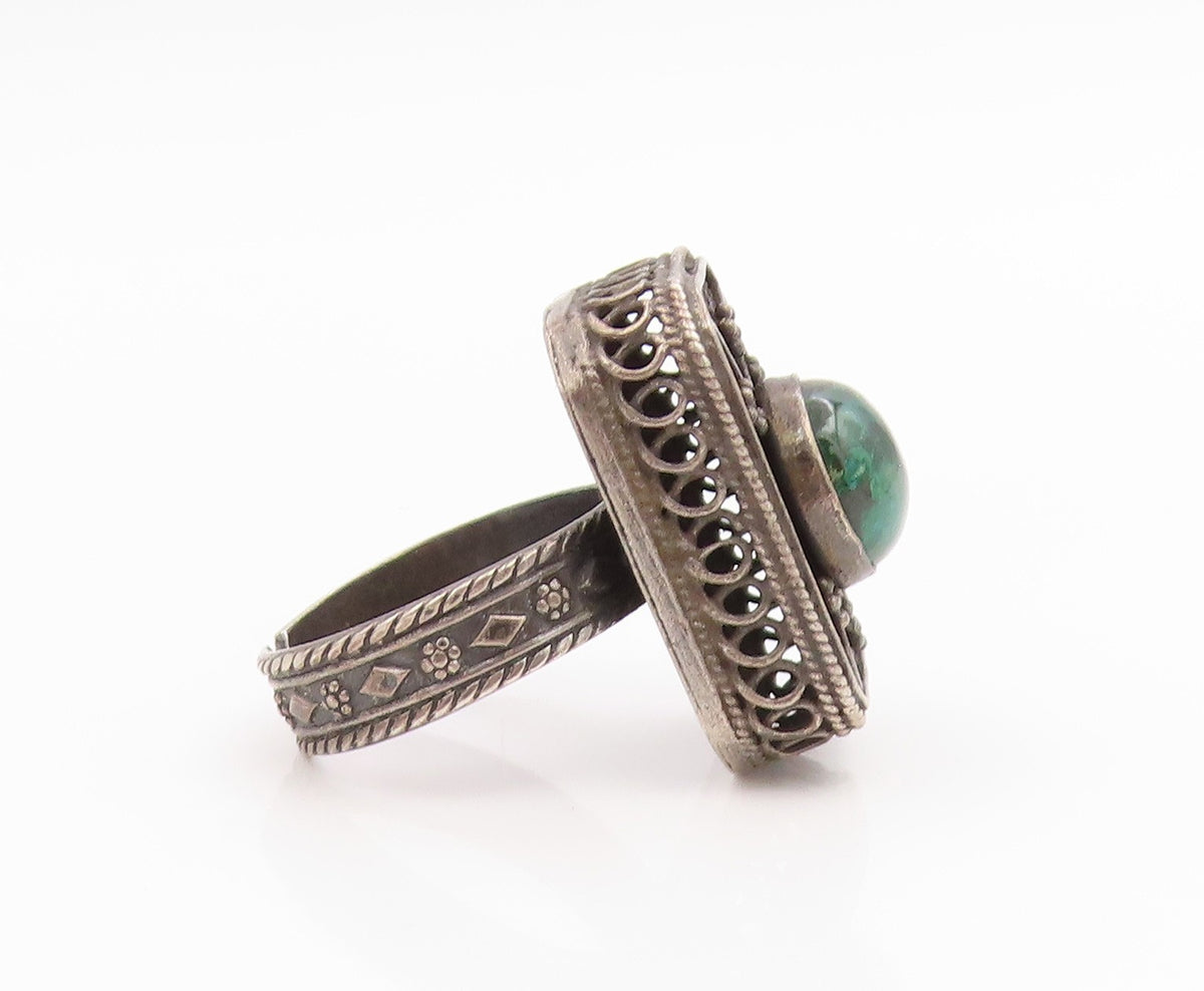 925 Sterling Silver Vintage Ring ISRAEL Eilat Stone Openwork Band  Sz 9  RG35671