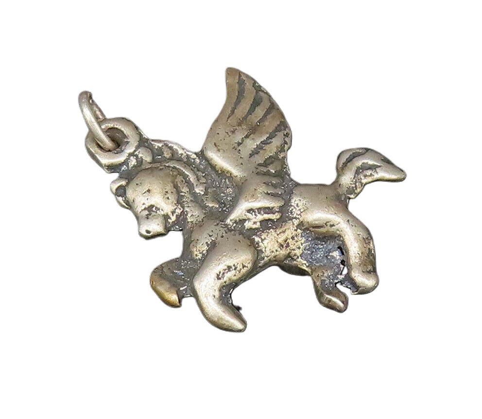 925 Sterling Silver  Vintage Sculpted Fancy Flying Horse Pendant  PT21491
