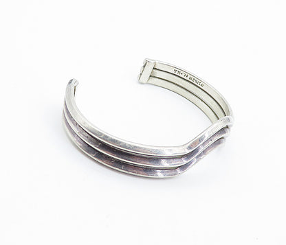 MEXICO 925 Sterling Silver  Vintage Dark Tone Split Shank Cuff Bracelet BT1813