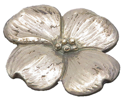 HAND & HAMMER 925 Silver  Vintage Ribbed Dogwood Flower Brooch Pin  BP9437