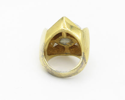 925 Sterling Silver   Vintage Cubic Zirconia Crown Cocktail Ring Sz 6  RG14323