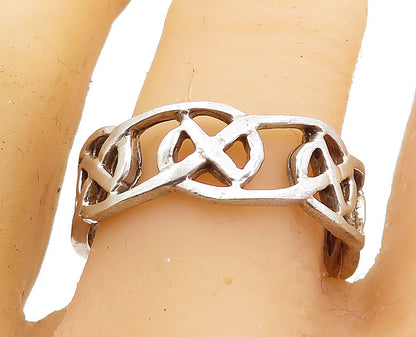 925 Sterling Silver  Vintage Shiny Pretzel Knot Design Band Ring Sz 11  RG5972