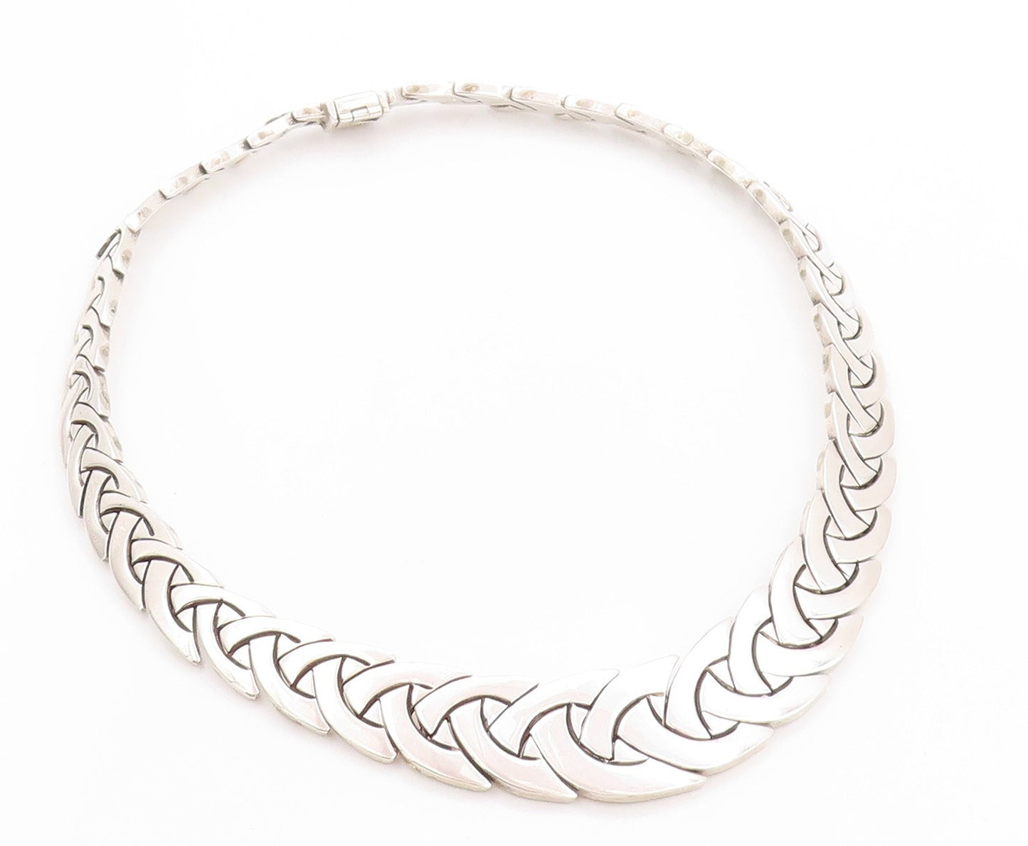 925 Sterling Silver Vintage Necklace Designer Graduated Link Band NE4570