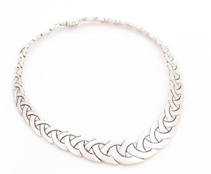 925 Sterling Silver Vintage Necklace Designer Graduated Link Band NE4570