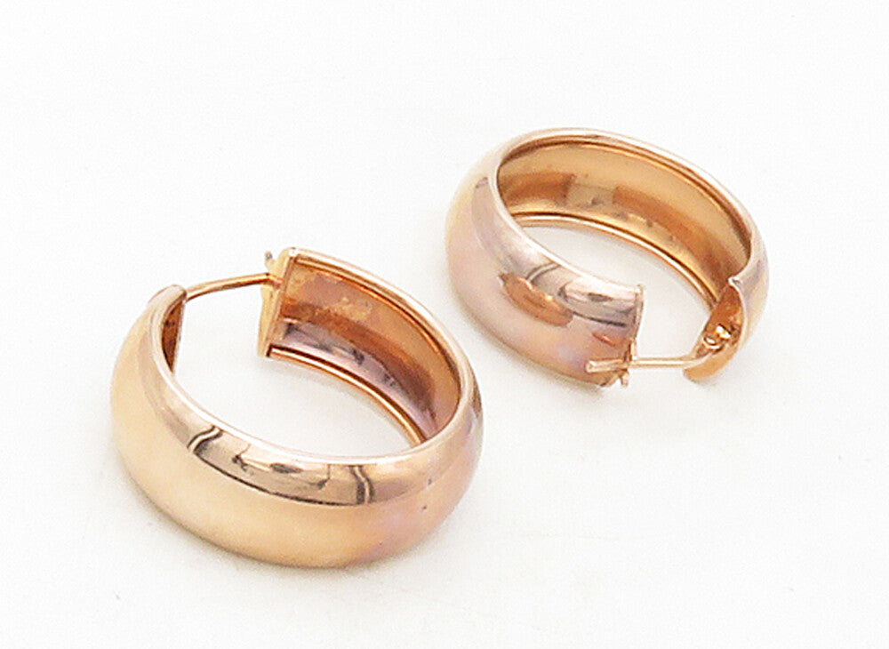 925 Sterling Silver  Shiny Gold Plated Round Smooth Hoop Earrings  EG6412