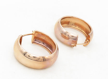 925 Sterling Silver  Shiny Gold Plated Round Smooth Hoop Earrings  EG6412