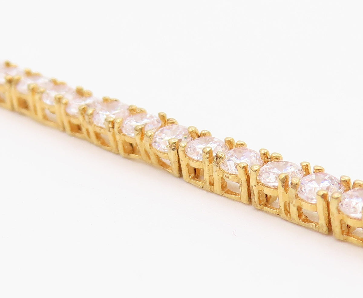 ROSS SIMON 925 Silver  Cubic Zirconia Shiny Gold Plated Tennis Bracelet BT5572