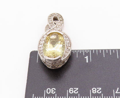 925 Sterling Silver Vintage Pendant Topaz & CZ Woven Celestial Knot  PT24918