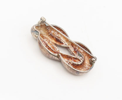 CHARLES KRYPELL 925 Silver  Vintage Interlocked Loop Solid Brooch Pin  BP10383