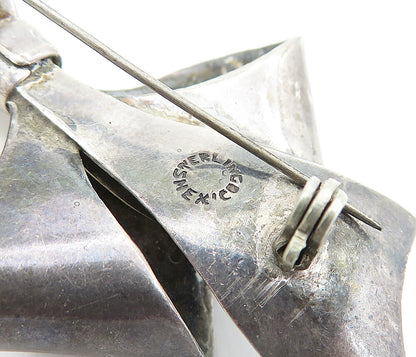 MEXICO 925 Sterling Silver  Vintage Oxidized Bow Tied Ribbon Brooch Pin BP2384