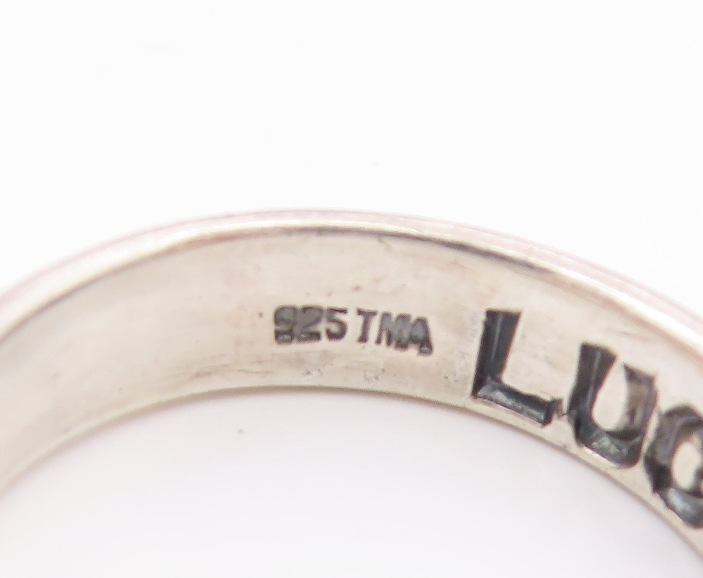 925 Sterling Silver Vintage Ring Engraved Chinese Luck & Fortune  Sz 8  RG36021