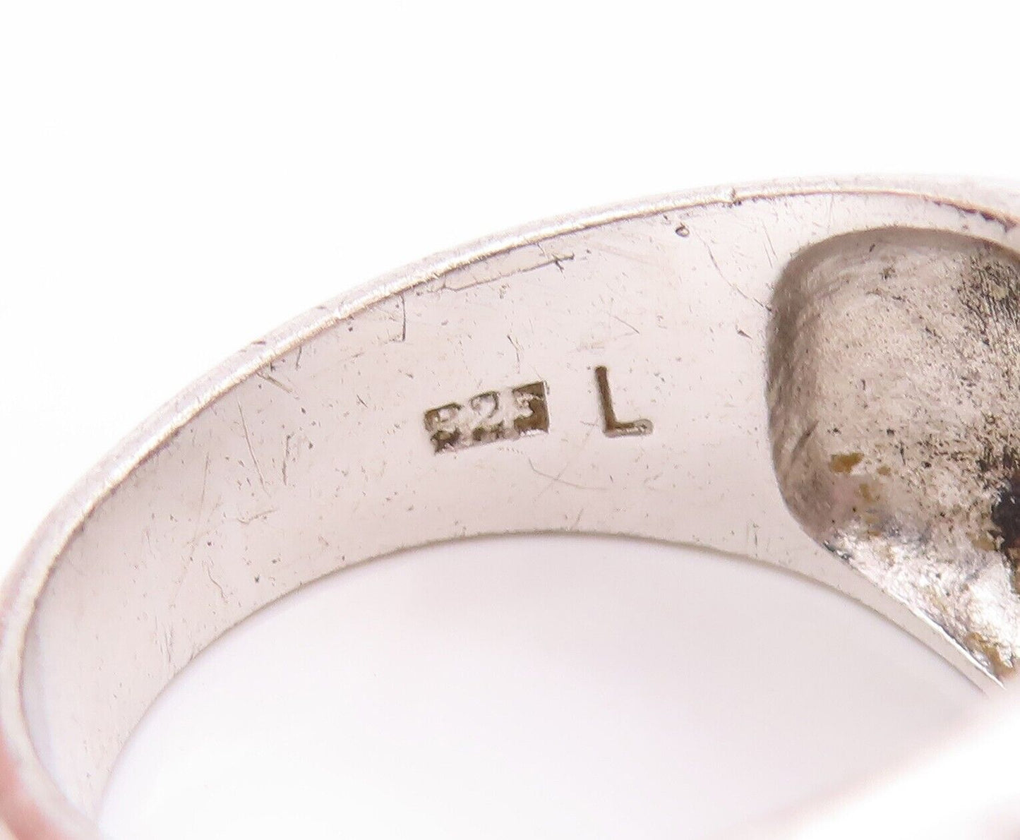 925 Sterling Silver Vintage Ring Solid Domed Glass Effect Gemstone Sz 9  RG28473
