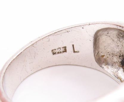 925 Sterling Silver Vintage Ring Solid Domed Glass Effect Gemstone Sz 9  RG28473