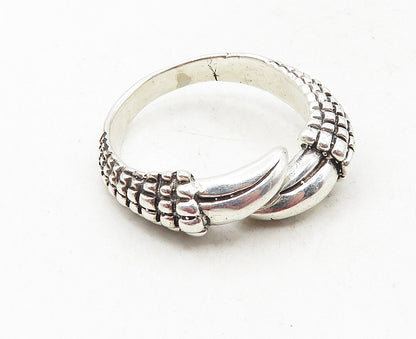 925 Sterling Silver  Vintage Shiny Bird Claw Large Bypass Ring Sz 14  RG9420