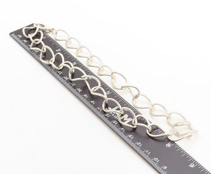 925 Sterling Silver  Shiny Minimalist Curved Oval Link Chain Necklace  NE1478