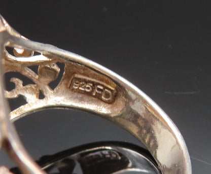 925 Sterling Silver  Vintage Round Hammered Open Scroll Ring Sz 7.5  RG25617