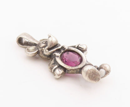 925 Sterling Silver Vintage Pendant DISNEY Amethyst Micky Mouse Charm  PT24495