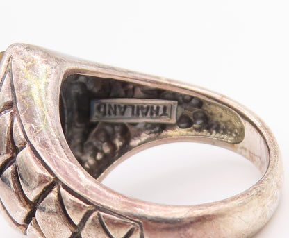 925 Sterling Silver Vintage Ring Marquise Shape Tiger's Eye  Sz 6  RG33132