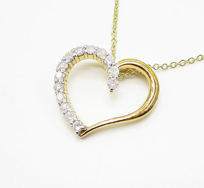 Gold Over 925 Silver  .75ctw Genuine Diamonds Love Heart Pendant & Chain PT2039