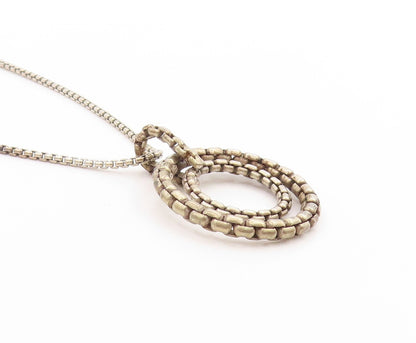 925 Sterling Silver Vintage Necklace Designer Interlocking Circles Chain NE4664