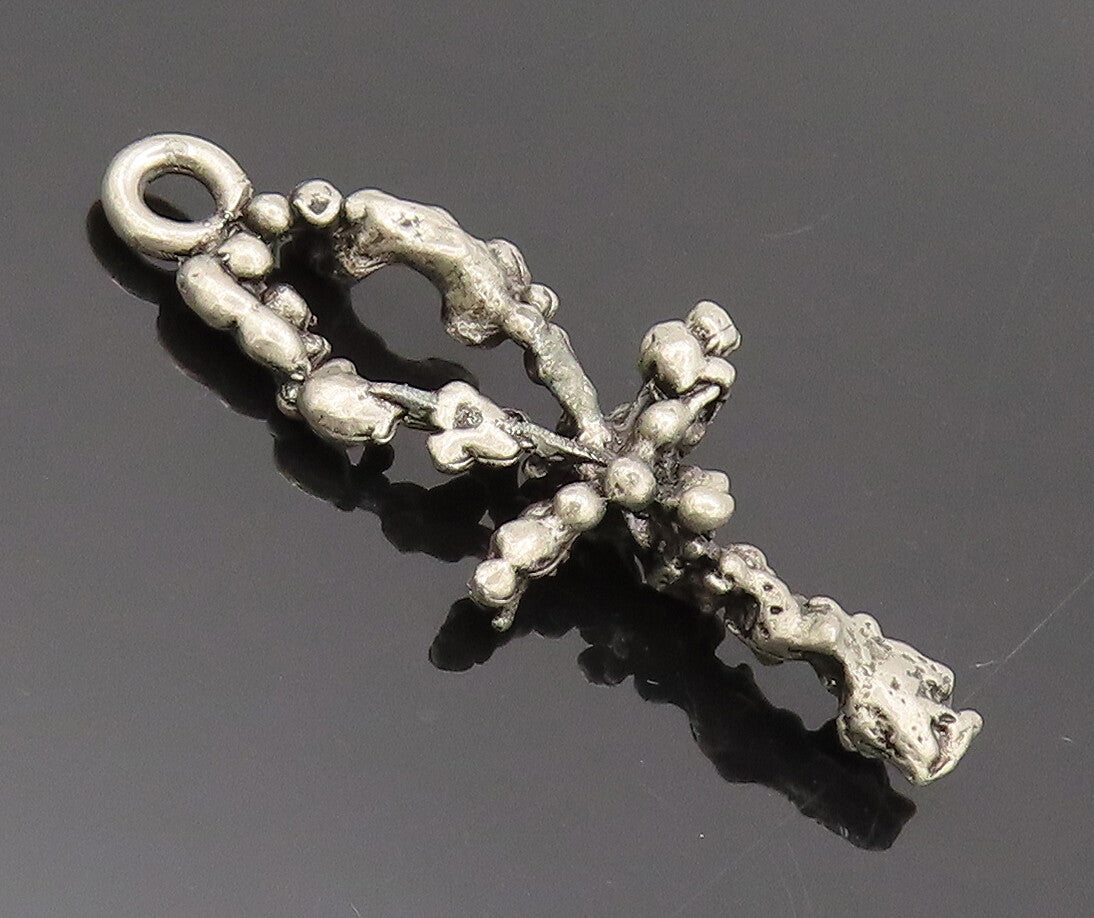 925 Sterling Silver  Vintage Brutalist Solid Celtic Cross Pendant  PT22295