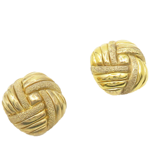 ITAOR 925 Silver  Vintage Shiny Gold Plated Hollow Non Pierce Earrings  EG9425