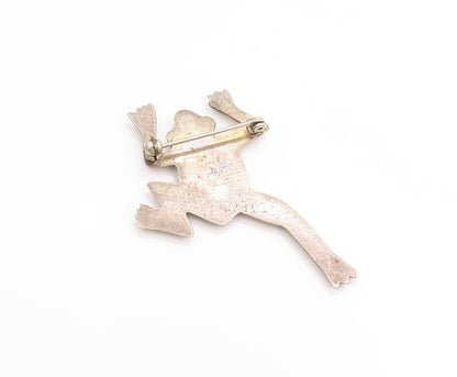925 Sterling Silver Vintage Brooch Dark Tone Jumping Frog Figural Pin  BP11935