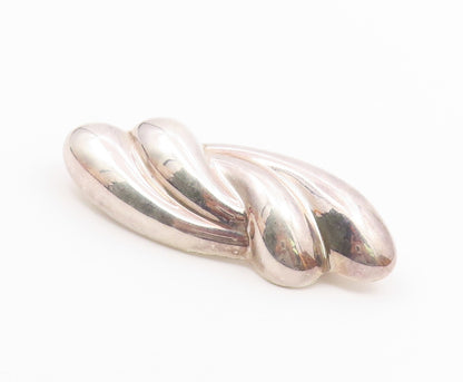 MEXICO 925 Sterling Silver  Vintage Shiny Hollow Swirl Brooch Pin  BP4314