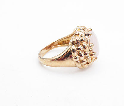 ROSS SIMON 925 Silver  Rose Quartz Weaved Dome Cocktail Ring Sz 9  RG6801